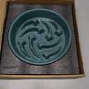 8.26 in Deep Green Ceramic Slow Feeder Dog Bowl for Medium and Large Breed,Pet Feeding Dog Food Water Dish Heavy Weighted,Puppy Bowl for Fast Eaters,Puzzle Slow Eating Dish Modern Maze Meteor
