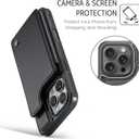 Compatible with iPhone 16 Pro 6.3" Wallet Case with Card Holder RFID Blocking for Women Men, Double Magnetic Clasp Kickstand Shockproof Phone Case Fit for iPhone 16 Pro, Black