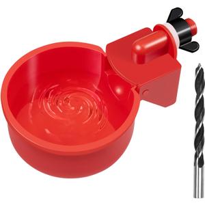 Chicken Automatic Waterer Kit for Poultry Float Style Gravity Water Feeder Drinking Cup Bowl 5 Gallon with Mounting Hole Opener, 12 Pack