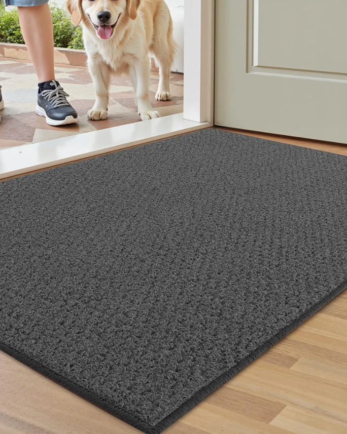 Color  &Geometry Large Double Door Mat, 24"x43" Non Slip Front Door Mat Indoor Entrance, Dirt Trapper Washable Indoor Outdoor Rugs Entry Rugs for Inside House, Grey (Rolled-up NO Creases)