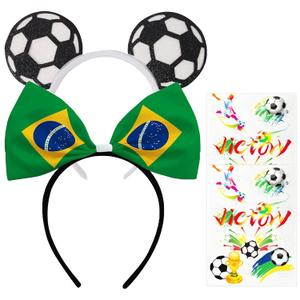 Brazil World Cup Flag Bow Headband Soccer Hair Accessory Hairband for Football Worls Cup Parties Supply Women Decoration