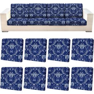 pickyNproud 8Pcs Patio Cushion Covers Stretch Outdoor Couch Cushions Slipcovers Replacement Washable Furniture Protector with Elastic Bottom Sofa Chair Seat Cover, Dark Blue