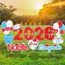 Quera 14 Pcs Nurse Graduation Yard Signs with 28Pcs Stakes Grad Cap Lawn Sign Waterproof Congrats Grad Lawn Decorations Medical Nursing Graduation Party Lawn Decor supplies