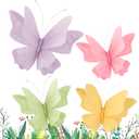 SUNBEAUTY Butterfly Party Decorations, 3D Paper Butterfly Decoration, Hanging Paper Butterfly for Baby Shower Decorations Girls, Women, Paper Flowers for Wall Decoration, Set of 4