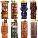 Cocktail Tiki Mugs Set Of 8 - Cute Ceramic Hawaiian Style Cocktail Glasses For Party And Tropical Tiki BarMai Tai Drinkware