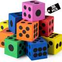 Foam Dice Set - Bulk Pack of 36, 1.5 Inch Large Assorted Colorful Foam Dice Cubes with Number Dots, Use for Kids, Classrooms, Math Games, Building Toys, Party Supplies by Bedwina