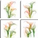 HJY Art Calla Lily Wall Art Flower Pictures Canvas Flowers Wall Decor Floral Plants Poster for Living Room Bedroom Bathroom Home Decorations Framed Artwork Ready to Hang (12''W x 12''H x 4) (Green and pink)