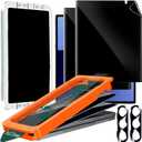 IMBZBK [Auto-Dust Removal] 2 Pack Privacy Screen Protector for Samsung Galaxy Z Fold 7, 2 Inside Anti-Spy Film + 2 Front Tempered Glass + 2 Camera Lens Protector Accessories with Installation Frame