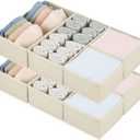 DIMJ Drawer Organizers for Clothing, Set of 8 Fabric Closet Organizers and Storage, Dresser Organizers, Drawer Dividers for Baby Clothes, Socks, Belt, Tie (Beige)