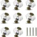 Clear Pumpkin Knobs 12 Pack Cabinet Knobs Vintage Drawer Pulls - Antique Dresser Pulls with Screws for Closet Drawer Cupboard Cabinet and DIY Home Project (1-3/8 Inch)