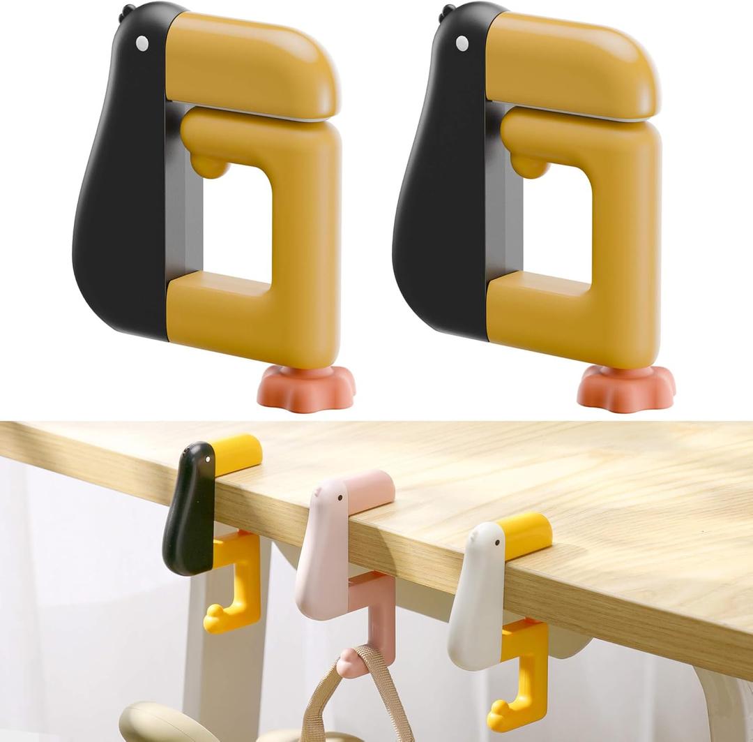 Purse Hook for Table  2-Pack Foldable & Non-Slip Bag Hanger, Cute Bird Design Purse Holder for Desk, Table & Travel  Strong & Compact Desk Accessories (2-Pack Black)