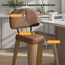 Bar Height Bar Stools Set of 4, Bar Stool with Soft Cushion Low Backrest Modern Barstools for Kitchen Island or Bar, Walnut, 30 Inch, 4PCS 30'' Bar Height Barstools