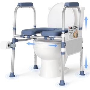 FSA/HSA Padded Toilet Seat Riser for Seniors, Heavy Duty Raised Toilet Seat with Handles Adjustable Standalone Toilet Safety Frame, Elderly Assistance Products for Bariatric, Pregnant, Surgery