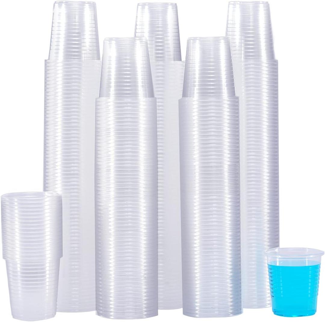 600 x SIUQ 600 Pack 3 oz Clear Plastic Cups, Disposable Bathroom Mouthwash Cups, Small Plastic Drinking Cup for Ice Tea, Tasting, Party, Picnic, BBQ, Travel and Event
