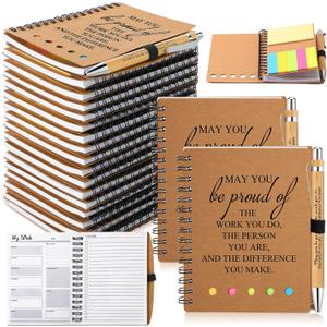 Moinchore 20 Sets Employee Appreciation Gift Inspirational Spiral Notebook with Bamboo Pen Sticky Note Thank You Valentines Day Gift for Coworker Office Staff Team Nurse Teacher (May You Be Proud)
