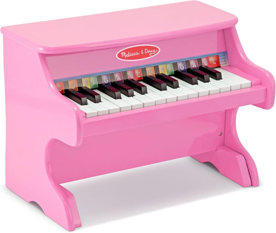 Melissa & Doug Learn-to-Play Pink Piano with 25 Keys and Color-Coded Songbook, 18" x 12.7" x 11.5"