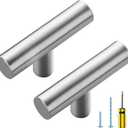 Ravinte 10 Pack Brushed Nickel T Bar Cabinet Knobs 2 Inch Dresser Knobs Silver Single Hole Drawer Knobs Cabinet Handles