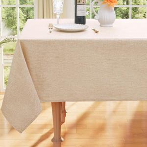 Smiry Rectangle Faux Champagne Table Cloth, Waterproof Burlap Fabric Tablecloth, Washable Decorative Farmhouse Table Covers for Kitchen, Dining, Parties, 60x120, Champagne