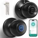 Fingerprint Door Lock, Smart Fingerprint Door Knob, Biometric Door Lock with App Control for Bedroom, Apartment, Front Door, Home(Black)