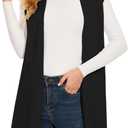 Women's Long Knit Cardigans Ribbed Sleeveless Sweater Casual Outwear Open Front Draped Duster Vest (Black, M)