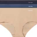 Calvin Klein Women's Invisibles Seamless Hipster Panties, 3 Pack (Speakeasy/Light Caramel/Black, S)