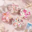2 x 4 PCS Flower Hair Clips for Women Medium Floral Claw Clips