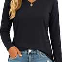 MAGCOMSEN Women's Long Sleeve Shirts V Neck Cotton Basic Tee Soft Breathable Casual Tops Cassic-Fit T-Shirt (Large, Black)