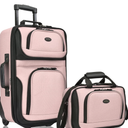 U.S. Traveler Rio Rugged Fabric Expandable Carry-on Luggage, 2 Rolling Suitcase, Pink, 2 Wheel-2 Piece