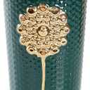 Green Vase, Glazed Ceramic Cylinder Flower Vase for Home Decor, Bedroom, Office, Living Room, Bathroom, Tabletop Decor, Centerpiece Table Decorations (Green)