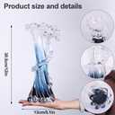 12" H Blue Blown Glass Vase, Modern Art Hand Blown Coastal Vase,Beautiful Unique Ocean Wave Centerpieces for Living Room, Bedroom, Office Desktop,Coffee Table and Wedding Decorative (L)