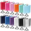 BALABALA Hip Flasks for Liquor for Men Women 12 pcs 8Oz Pink Stainless Steel Flask with 12 pcs Funnels for Wedding Party Groomsman Bridesmaid Birthdays Gift