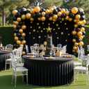 6 Pack Black Round Spandex Tablecloth for 72 inch Table, Wrinkle Free Stretchy 132inch Fitted 6FT Round Table Cloths Cover with Skirt for Wedding Birthday Party Graduation Banquet Events