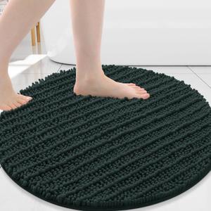 Arotive Round Bathroom Rugs 24x24, Extra Soft Thick Absorbent Shaggy Chenille Bath Rugs, Non-Slip Machine Wash Dry, Bath Mats for Bathroom Floor, Tub and Shower, Home Decor Accessories, Dark Green