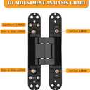 HBL' 2 Pack Hidden Door Hinges, 6 Inch Black Heavy Duty Hidden Hinges for Secret Doors, 3-Way Adjustable to Bulid Conceal Bookcase Door
