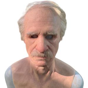 Latex Old Man Mask Halloween Realistic Human Full Head Mask for Halloween Carnival Costume Party (A)