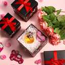 Epakh 4 Pcs Square Nesting Boxes Decorative Gift Boxes with Lids Black Red Hearts Assorted Sizes for Anniversary, Birthday, Wedding, Bridal Shower Party Gifts(Sweet)