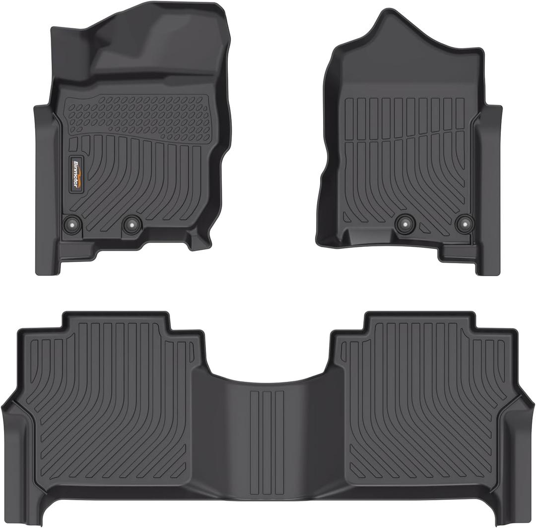Floor Mats for Nissan Titan (2017-2024) & Nissan Titan XD (2016-2024), Only Crew Cab, Including 2 Rows All Weather Car Mats Waterproof TPE Liners - Black