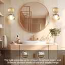 Battery-Operated Vintage Tulip Wall Sconce, RGBWCCT Rechargeable Bulb with 9 Colors, Tulip Smoke-Grey Glass and Brass Metal Frame, 90 Swivel Head, for Living Room Bedroom Hallway