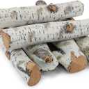 Gas Fireplace Logs Set, Ceramic White Birch Wood Gas Log for Gas Fireplace Insert, Faux Fireplace Fire Logs for Vented, Indoor Electric Fireplace Outdoor Fireplace Decor Fake Fireplace Logs, 6pcs