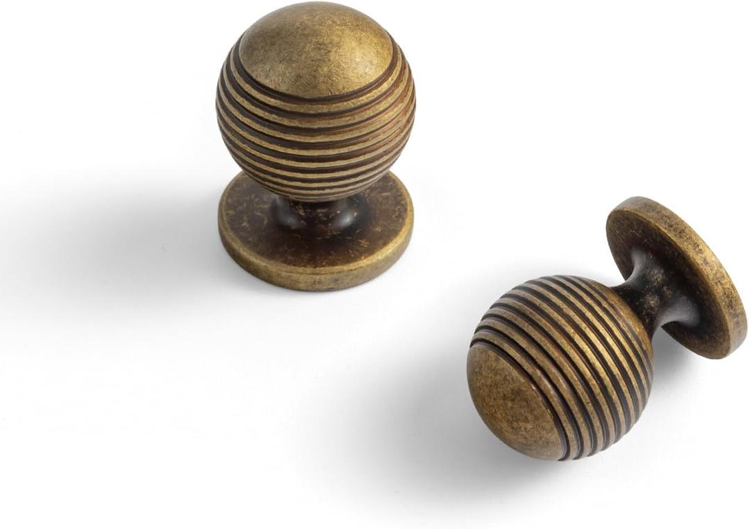 Set of 12 - Antique Brass Victorian Scrollwork Cabinet Knobs - Timeless Hardware - Vintage Charm for Kitchen Handles, Pulls, and Drawer Accents, 1 Inch Diameter