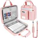 Zipper Binder 3 Ring with Shoulder Strap, 700 Sheets Capacity 3 Inch Binder with Zipper Fits 13 Inch Laptop for School and Office, Pink