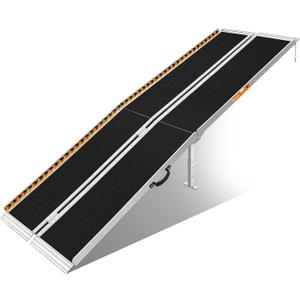 FACHNUO 10 Feet Portable Wheelchair Ramp with Support Legs, Non-Skid Aluminum Handicap Ramps, Folding Threshold Wheel Chair Ramp for Home Steps, Stairs, Entry, Threshold, Doorways, 800LBS Capacity