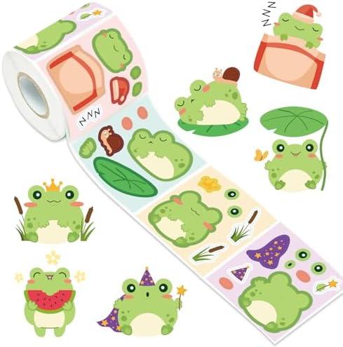 Frog Face Sticker Party Decorations - DIY Cute Frog Party Favors Make A Face Sheets Cartoon Animal Stickers Spring Summer Passover Favors for Classroom Holiday Birthday Gifts Decoration