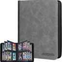 Top Loader Binder, Top Loader Collection Album for Trading Cards and Sports Card Holds 112 Top Loaders, Not for Cards WITHOUT a Top Loader (Gray, 4 Pockets)