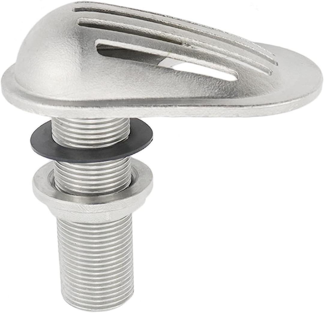 NRC&XRC Marine Grade Stainless Steel 316 Boat Intake Strainer Threaded Thru-Hull Inlet Filter Scoop with Rubber Washer Gaskets