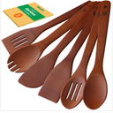 Riveira Premium Brown Bamboo Wooden Spoons for Cooking Set of 6 – Premium Brown Bamboo Wooden Cooking Utensils, Wooden Spatula, Wooden Spoon - Premium Quality Wooden Utensil Set for Non-Toxic Cooking, Pack of 2