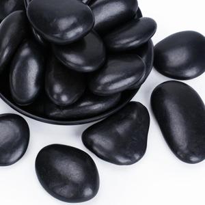 Pulovin 40 lbs Black Stones for Plants Indoor, 2-3 Inch Decorative River Rocks for Plants, Flower Pots, Vase, Polished Garden Stones for Outdoor Landscaping, Walkways, Yard