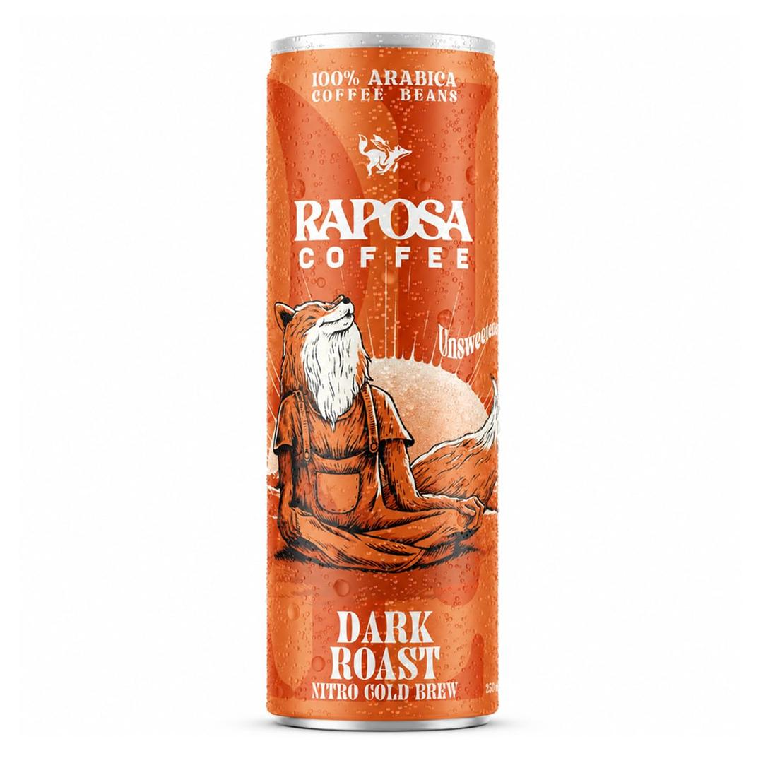 Raposa Nitro Cold Brew Classic Dark Roast, Ready to Drink Black Iced Coffee, Unsweetened Low Acid Canned Specialty Coffee, 8.45 oz, Dairy Free, Single-Origin, No Artificial Anything, 225mg Caffeine