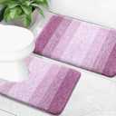 OLANLY Bathroom Rug Set 2 Piece, Soft Absorbent Microfiber Bath Mats and U-Shaped Contour Toilet Rug, Non-Slip, Machine Wash Dry, Plush Shaggy Bath Mats for Bathroom (24"x16"+24"x20", Pinkish-Purple)