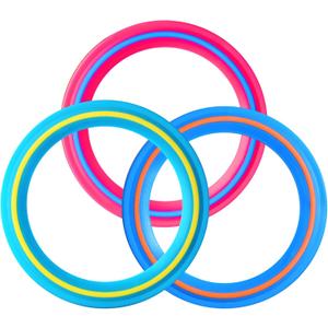 JEEFUD Flying Disc for Kids Adults 11 inch Flying Ring, 3 Pack Beach Backyard Sports Play Soft Discs, Sport Outdoor Toy Gift for 4+ Year Old Boys Girls Family (3PCS (Blue/Pink&Turquoise)